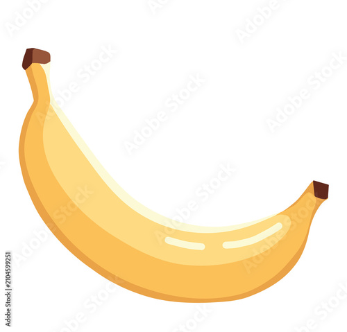 Gelbe Banane als süße Cartoon Illustration freigestellt