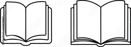 Bild auf Leinwand Two detailed outlined open book icons representing learning, knowledge, and education