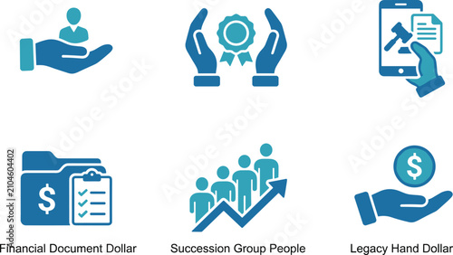 Foto Inheritance and legacy business icons featuring succession planning financial documents and wealth growth
