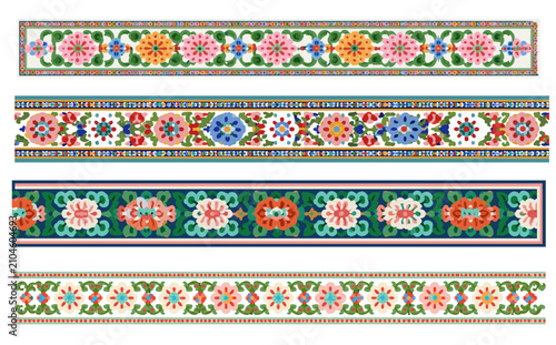 Premium Korean traditional Dancheong floral border set