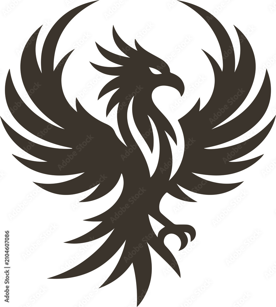 Fototapeta premium Phoenix bird silhouette vector icon mythical firebird sports mascot logo