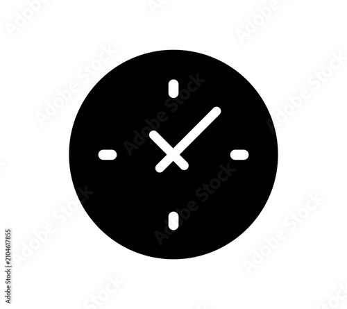 Wall Clock Minimal Black Circular Time Flat Vector Icon for Time Management Scheduling and Business Productivity