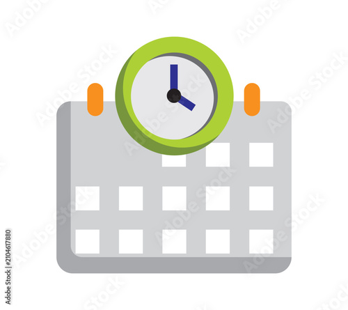 Time Calendar Schedule Planning Clock Flat Vector Icon for Appointment Management Productivity and Business Organization