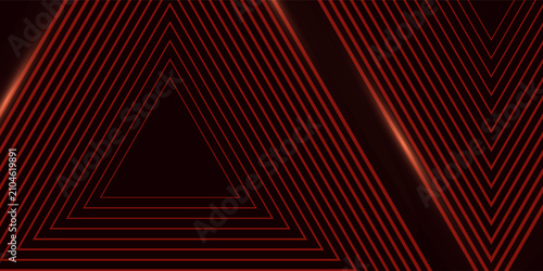 Foto 3D triangle red render, abstract minimalist saber light background