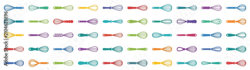 Photos Set of Colorful Kitchen Whisks Icons Collection
