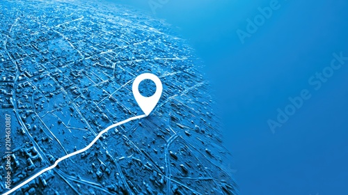 Globe map with pinpointed route, signifying location, direction, and travel