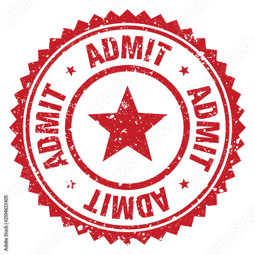 Schilderij op canvas admit red grunge round stamp. admit stamp