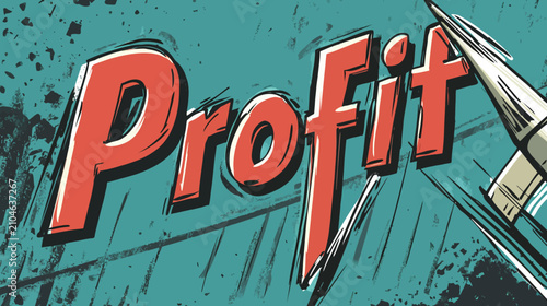 Bold profit text with stylized rocket