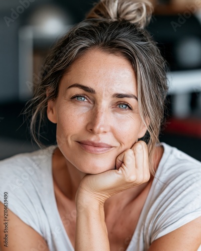 Woman Resting After Strength Training with Calm Confidence Clean