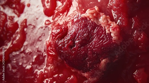 Raw beef submerged in its own blood.
