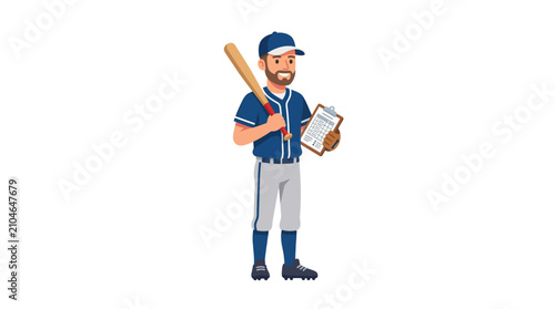 Fotografie Cartoon baseball player with bat.