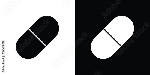 Photos Painkiller icon outline clipart set. EPS10