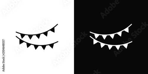 Party flag icon outline clipart set. EPS10