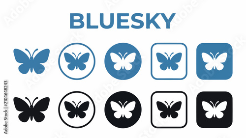 Butterfly icons and BLUESKY text