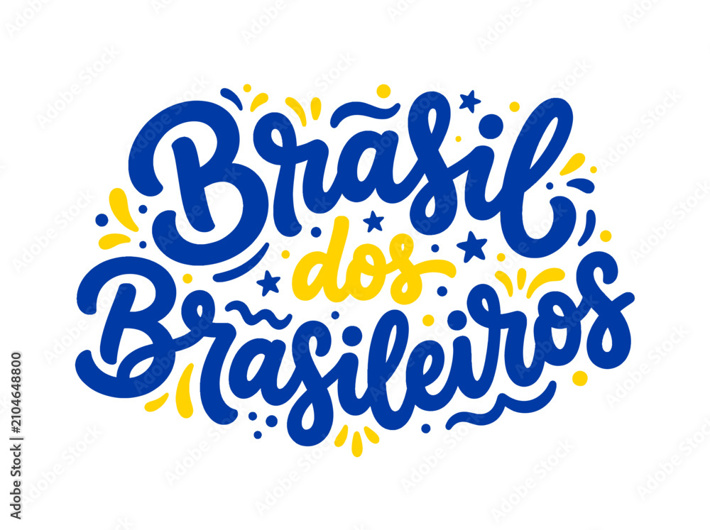 Fototapeta premium vector Brasil dos Brasileiros Independence Day Celebration Festive Typography with Stars and Sparkles on transparent background