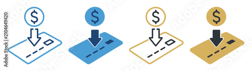 Tableau sur toile credit card payment deposit money transfer icon on transparent background