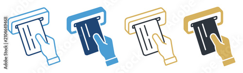 credit card payment swipe terminal icon set on transparent background