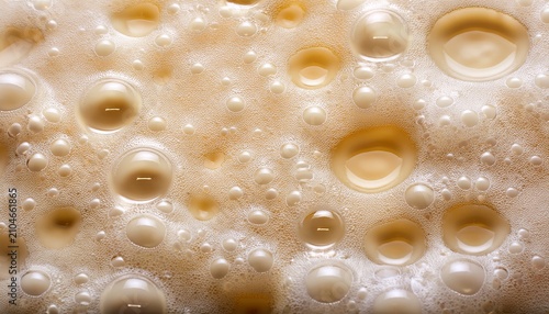 frothy surface with bubbles and foam texture in a creamy liquid