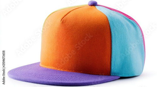 Trendy Colorful Baseball Hat on White Background