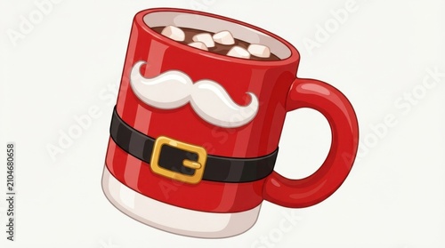 Festive Santa Claus Mug Filled with Hot Chocolate and Marshmallows for Christmas Season.