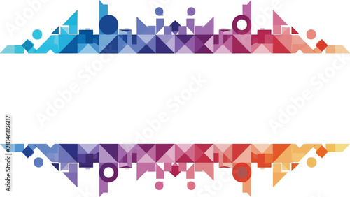 Abstract Geometric Banner with Colorful Triangles and Circles.