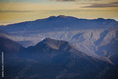 Costa Rica, Braulio Carrilllo national park, Sunset over mountain range, scenic landscape, nature, landscape, mountain, sunset, horizon, peaceful, serene, natural beauty, outdoor lifestyle, scenery