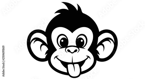 Canvas Print Cute Cartoon Monkey Face Illustration