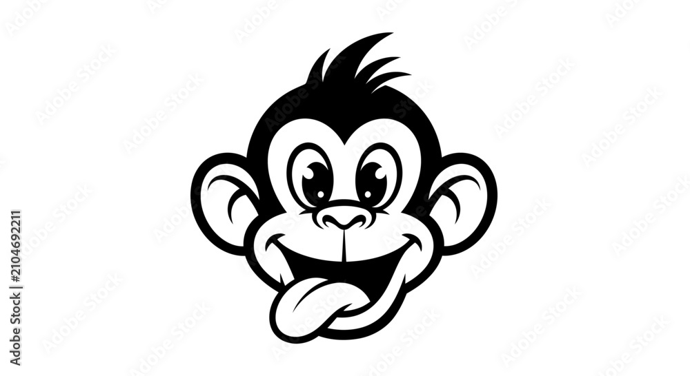 Obraz premium Cute Cartoon Monkey Face Illustration