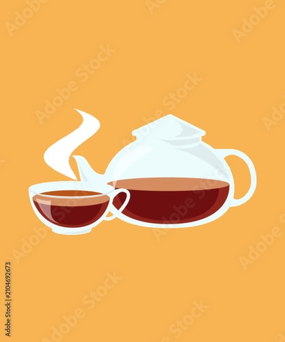 illustration of a cup of tea with teapot