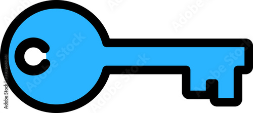 Minimalist Blue Key Icon Vector Illustration for Security, Access Control, and Digital Privacy Design. Modern Flat Graphic Element for Web Interface, Mobile Apps, and Business Branding.