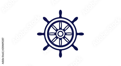Принти на полотні Navy blue nautical ship steering wheel helm icon.
