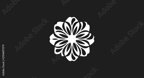 Konstfotografi Ornate white mandala on dark background.