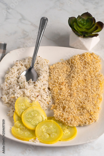 Cuadro en lienzo baked haddock   served with summer squash