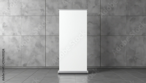 Blank roll up banner display.Template mockup. 3d render