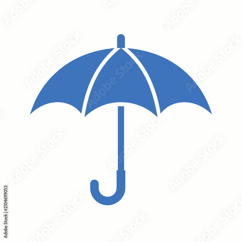 Photos Simple blue umbrella icon, protecting from rain, symbol of safety and weather co