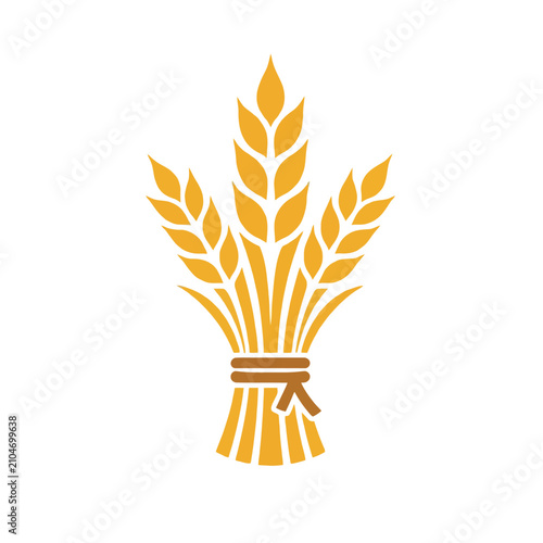 Foto Stylized wheat stalks tied with a ribbon, golden harvest agriculture symbol, nat