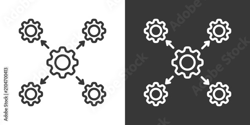 Fotografie Tool Integration Icon Set Vector Collection Isolated In Black And White