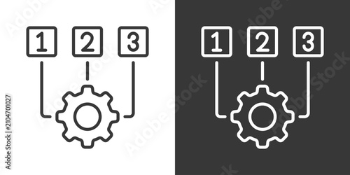 Tableau sur toile Action Sequence Icon Set Vector Collection Isolated In Black And White