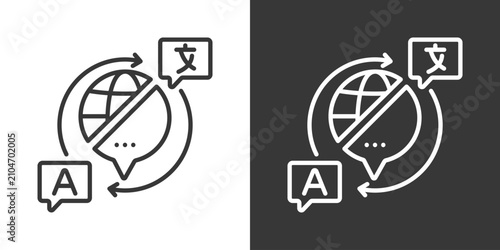 Fotografía Language Translation Icon Set Vector Collection Isolated In Black And White