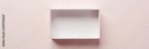 Empty white rectangular gift box, open and closed states, overhead , store, background, opened