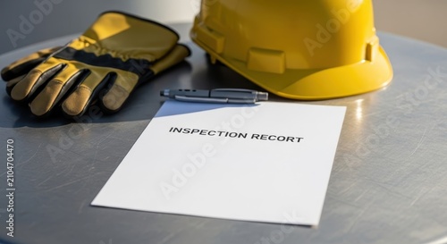 Inspection Report and Safety Gear for Construction Site Work