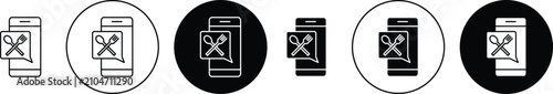 Photos Mobile food ordering icon minimal drawings set