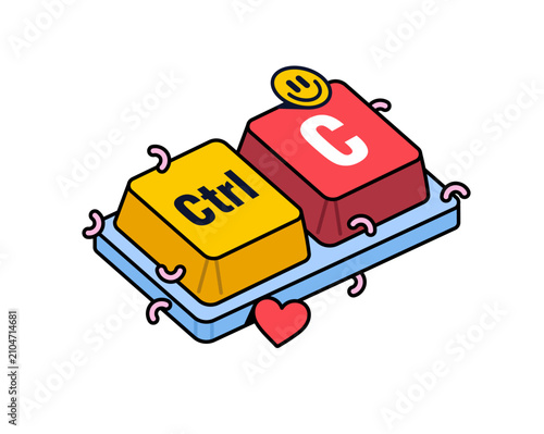 Photos Ctrl and C keyboard shortcut keys representing the copy command for technology,