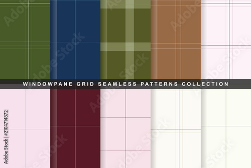 Vászonkép Minimalist windowpane grid seamless pattern swatches in diverse earthy tones