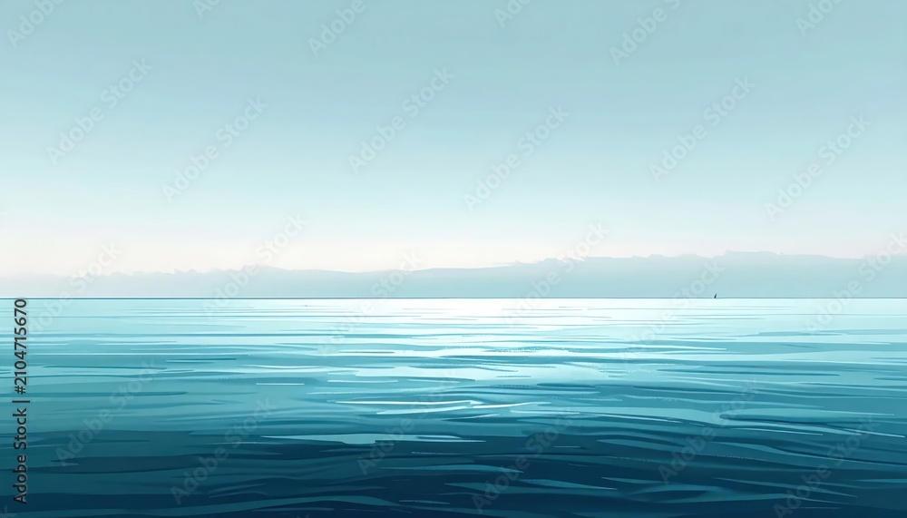 Fototapeta premium Peaceful turquoise sea water with a clear horizon line.