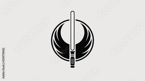 Foto Jedi Order emblem icon featuring lightsaber and wings symbol vector illustration