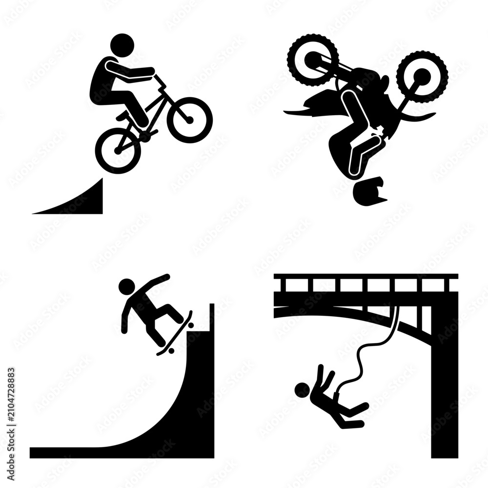 Obraz premium Extreme Sports Action Stick Figure Icons