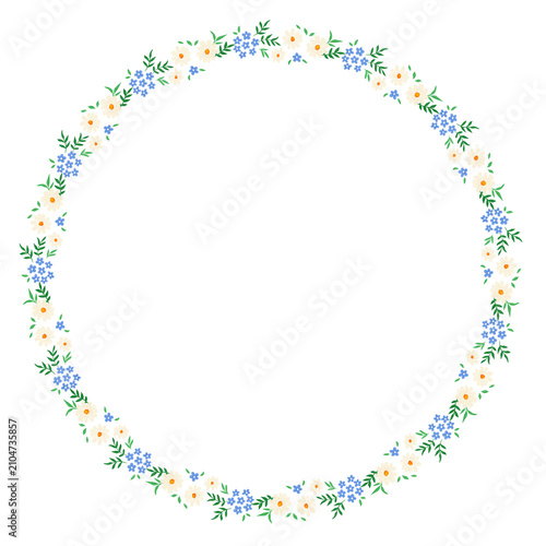 blue and white flower wreath