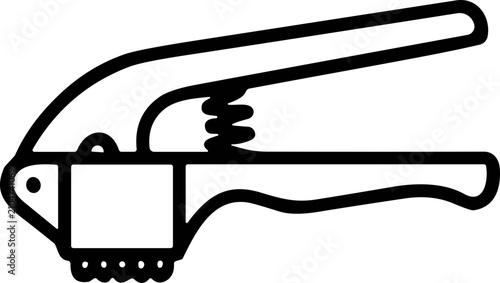 Foto Black and white line art illustration of a manual kitchen garlic press