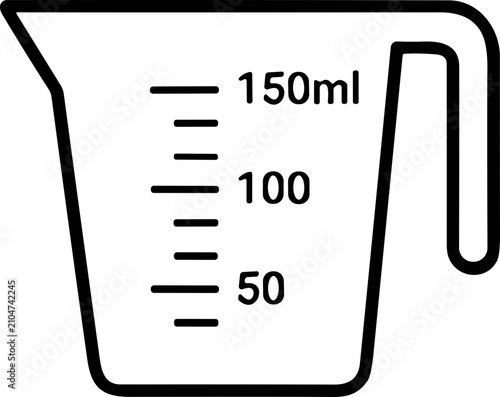 Принти на полотні Minimalist outline icon of a measuring cup with milliliter markings